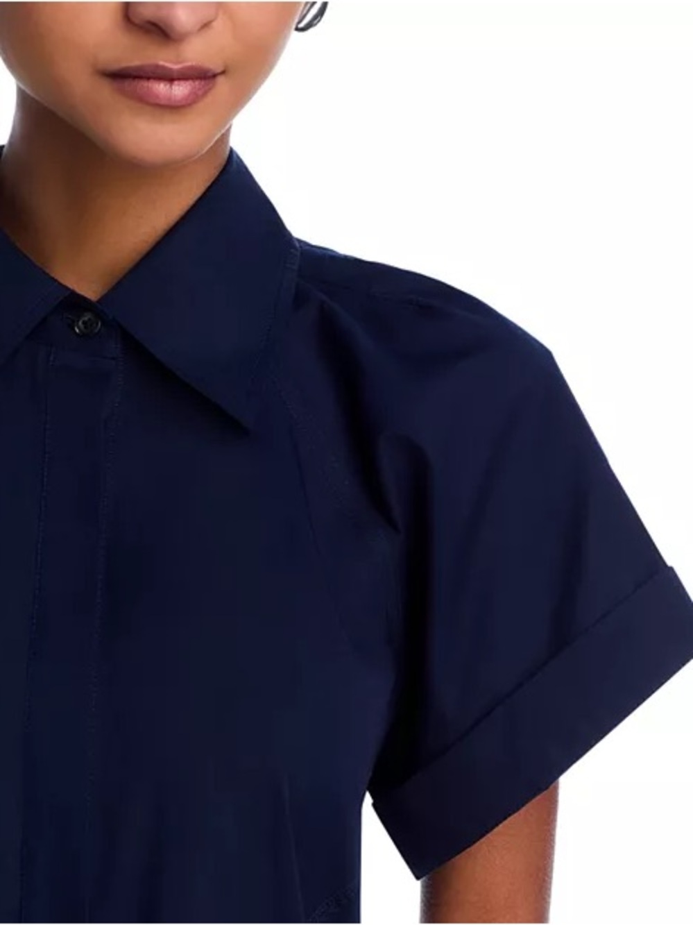 A.L.C. Navy Collared Short-Sleeve Asymmetric Mini Dress - Picture 3 of 8